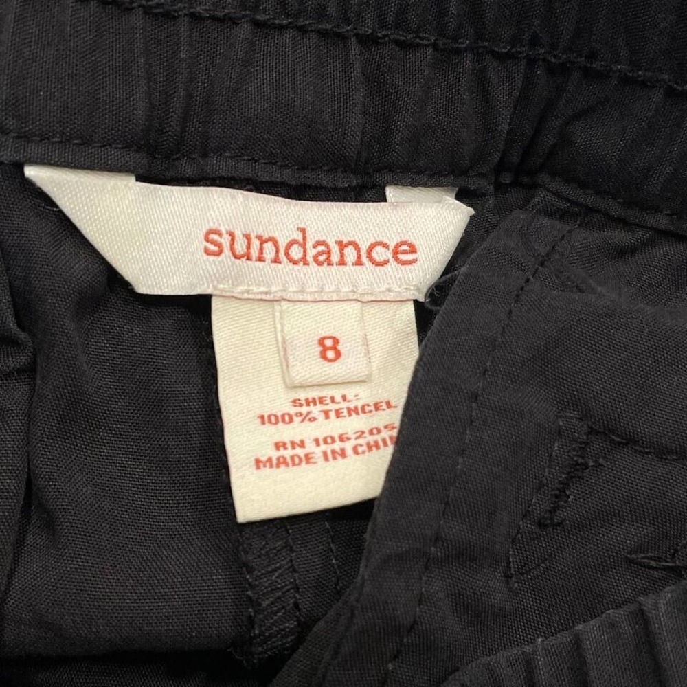 Sundance Melina Belted Paperbag Waist Short 8 Black Tencel Zipper-Pocket Pull On - Picture 6 of 10